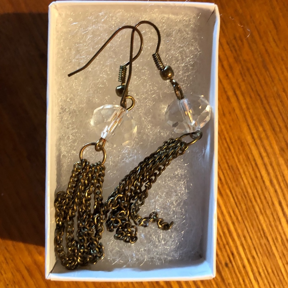 Crystal and bronze earrings